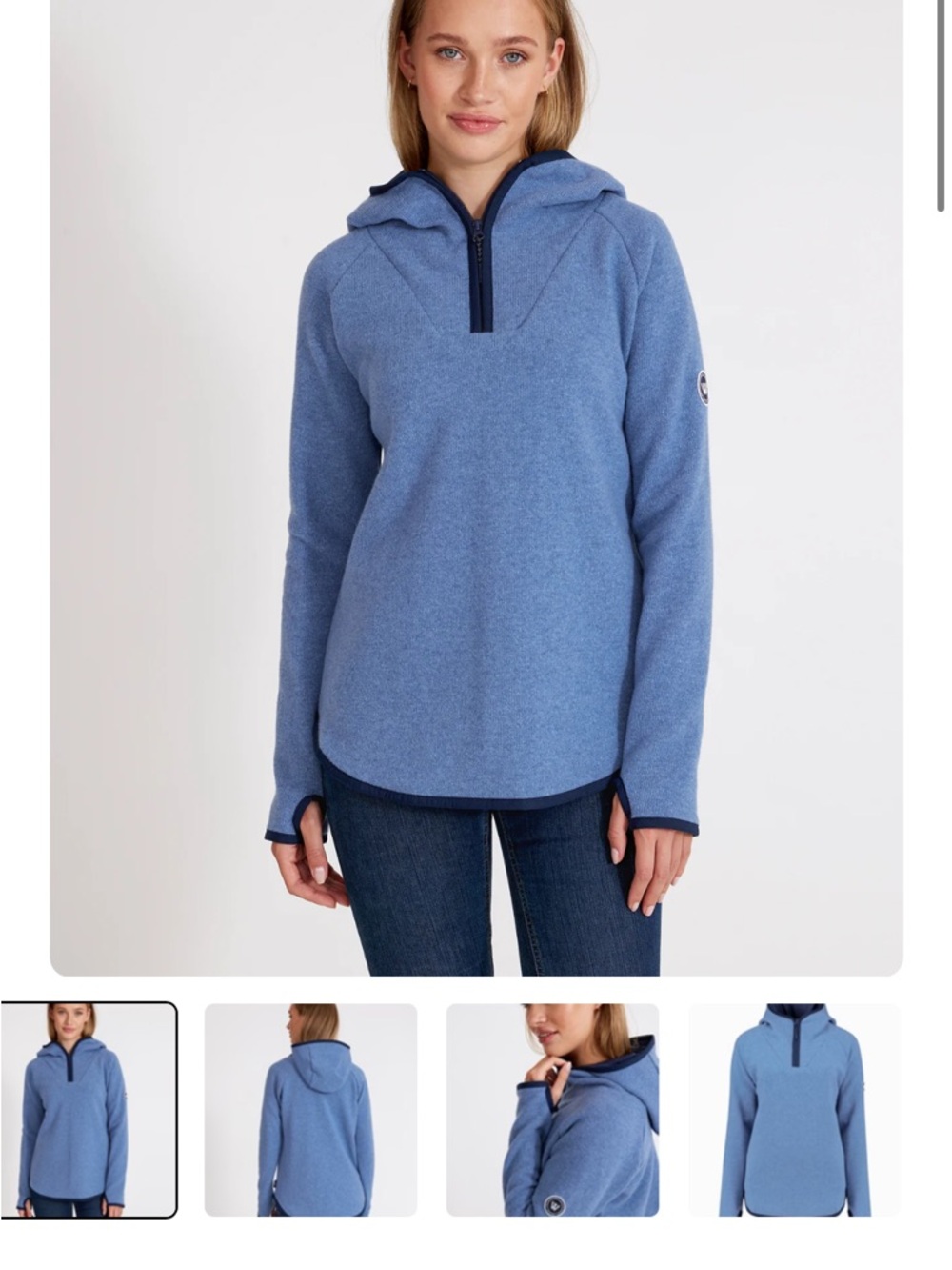 Holebrook Sweden Judit Hood Original Windproof 1/4 Zip  Sweater Dove Women’s XS